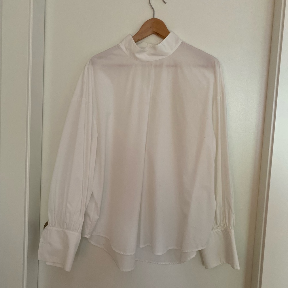 Babaton Cotton Mock Neck Blouse